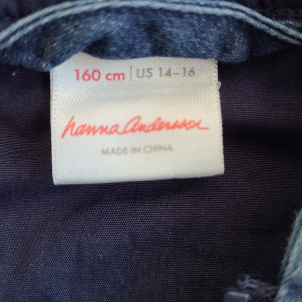 Hanna Andersson Chambray Jacket Girls 14/16 Embroidered Hooded Denim - Picture 4 of 4